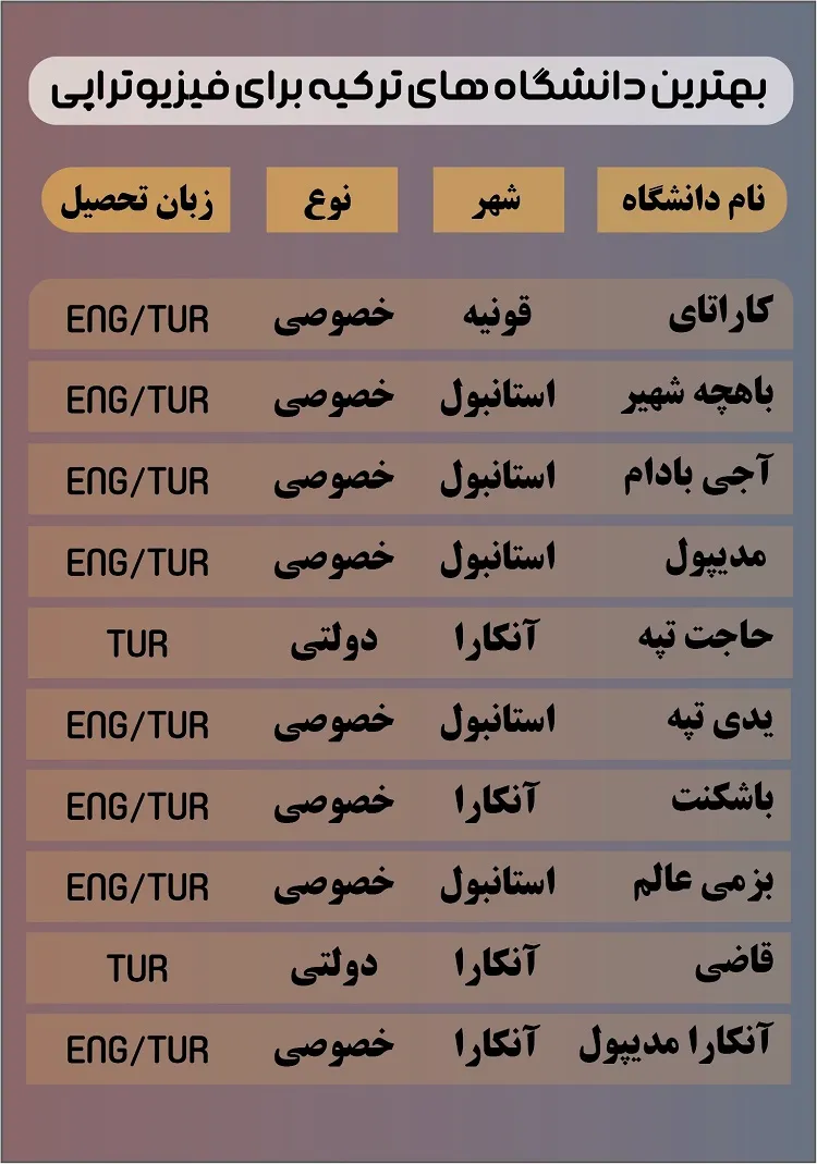 زبان تحصیلی در بهترین دانشگاه های فیزیوتراپی ترکیه